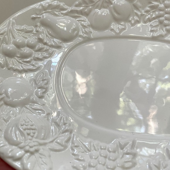 Vintage Gibson Designs Fruitful 10in White Oval Serving Platter - Picture 9 of 10